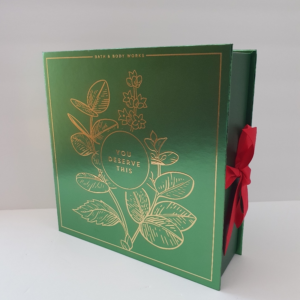 Bath & Body Works You Deserve This Empty Green Gift Box with Ribbon